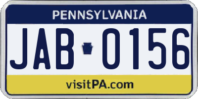 PA license plate JAB0156