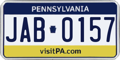 PA license plate JAB0157
