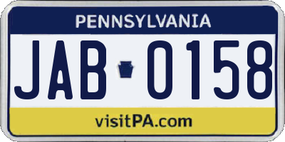 PA license plate JAB0158