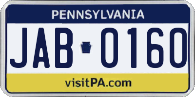 PA license plate JAB0160