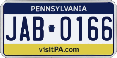 PA license plate JAB0166