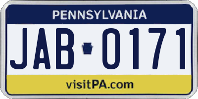 PA license plate JAB0171