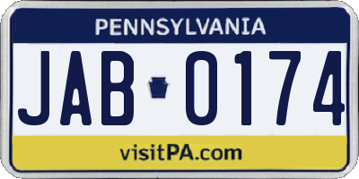 PA license plate JAB0174