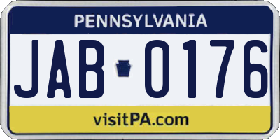 PA license plate JAB0176
