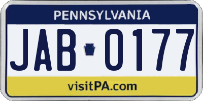 PA license plate JAB0177