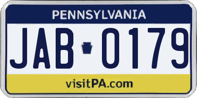 PA license plate JAB0179