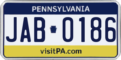 PA license plate JAB0186