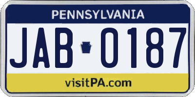 PA license plate JAB0187