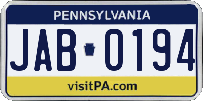 PA license plate JAB0194