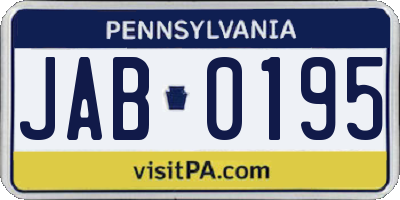 PA license plate JAB0195