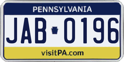 PA license plate JAB0196