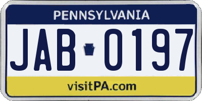 PA license plate JAB0197