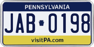 PA license plate JAB0198