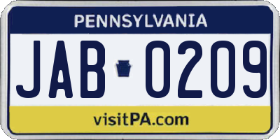 PA license plate JAB0209