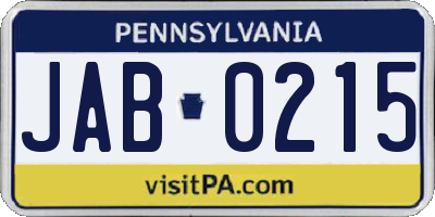 PA license plate JAB0215