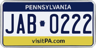 PA license plate JAB0222