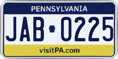 PA license plate JAB0225