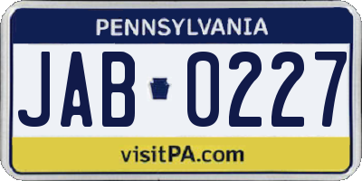 PA license plate JAB0227