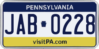 PA license plate JAB0228