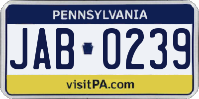 PA license plate JAB0239