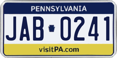 PA license plate JAB0241