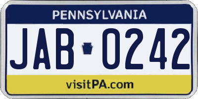 PA license plate JAB0242