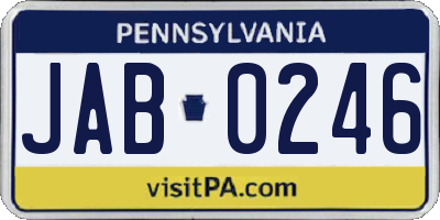 PA license plate JAB0246