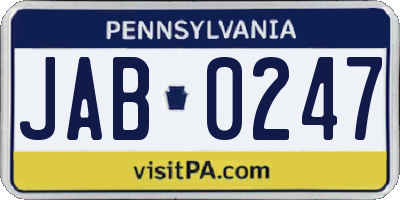 PA license plate JAB0247