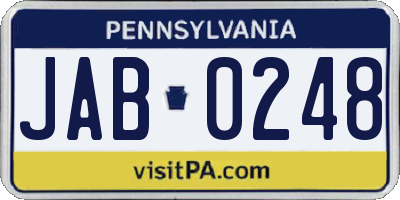 PA license plate JAB0248