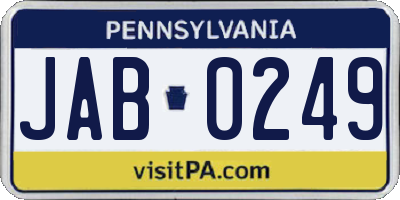 PA license plate JAB0249