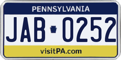 PA license plate JAB0252