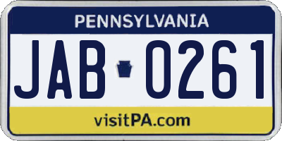 PA license plate JAB0261