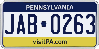 PA license plate JAB0263