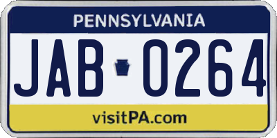 PA license plate JAB0264