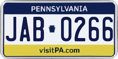 PA license plate JAB0266