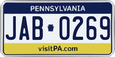 PA license plate JAB0269