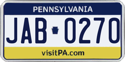 PA license plate JAB0270