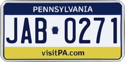 PA license plate JAB0271