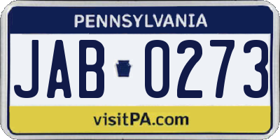 PA license plate JAB0273