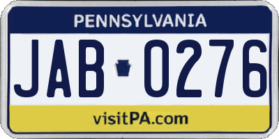 PA license plate JAB0276