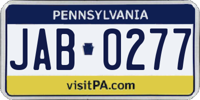 PA license plate JAB0277