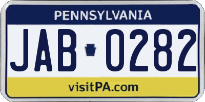 PA license plate JAB0282