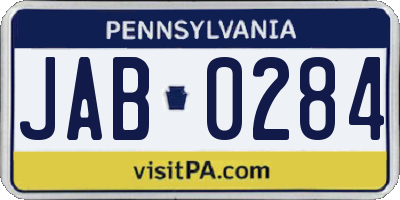 PA license plate JAB0284