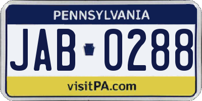 PA license plate JAB0288