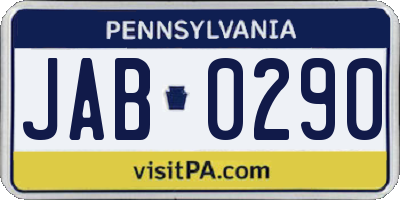 PA license plate JAB0290