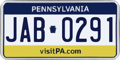 PA license plate JAB0291