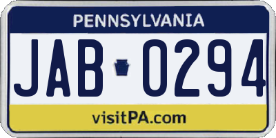 PA license plate JAB0294