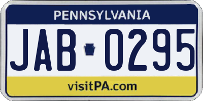 PA license plate JAB0295