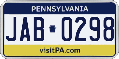 PA license plate JAB0298