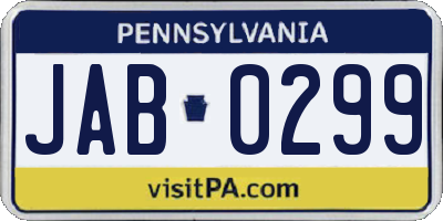 PA license plate JAB0299